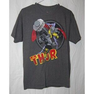 Thor Marvel Men’s Gray Two Sided T Shirt Sz M Hanes
